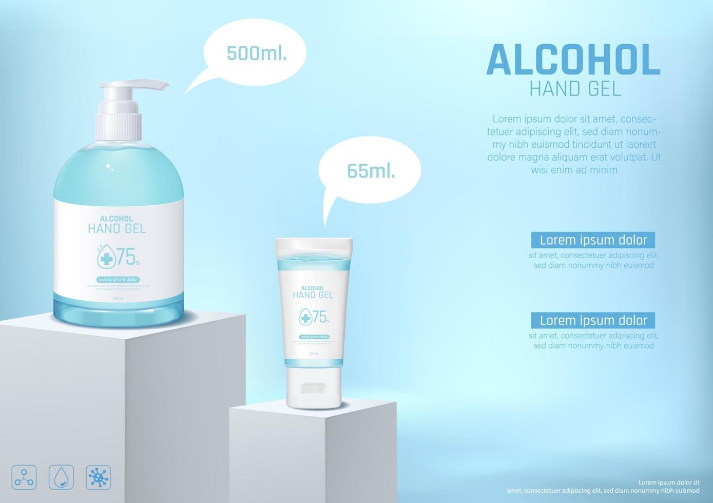 Hand sanitizer wash with alcohol poster template vector
