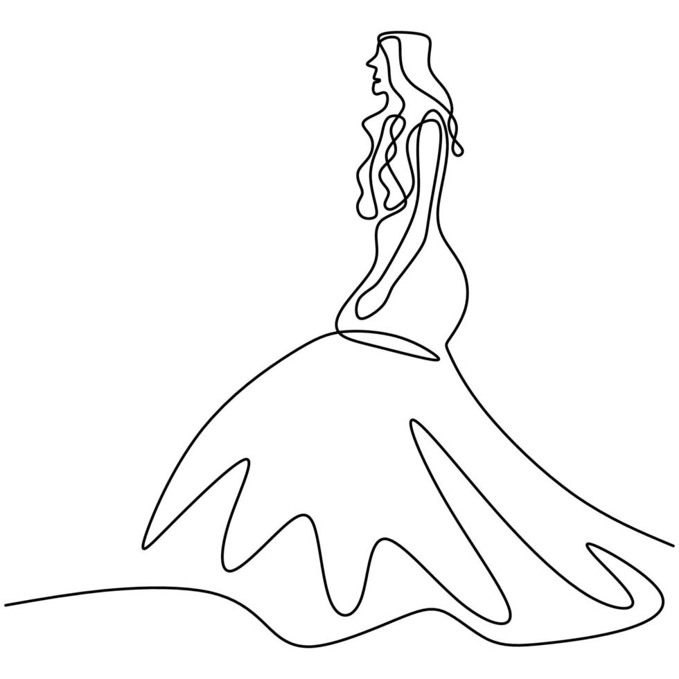 dibujo continuo de una línea de mujer con bata. modelo de belleza femenina con un vestido dibujo continuo de una línea de mujer con bata. modelo de belleza femenina con un vestido