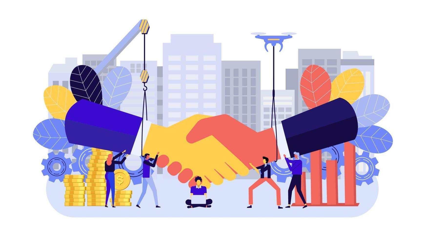 Business concept with handshake for marketing vector