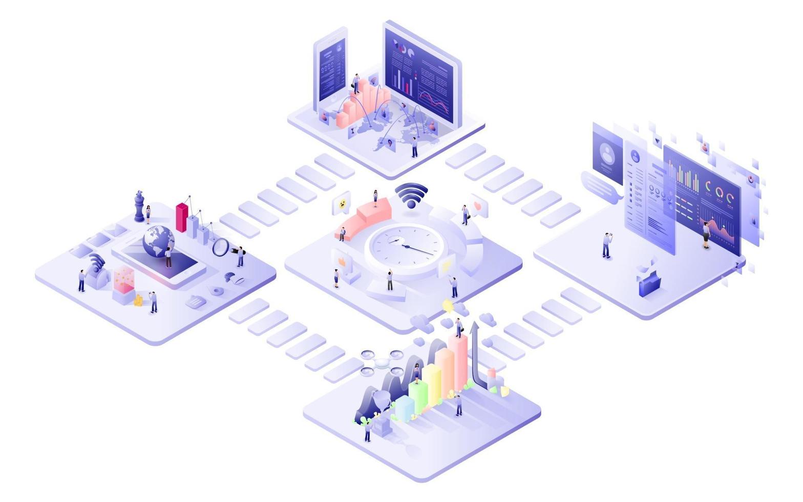 Isometric connect business concept vector