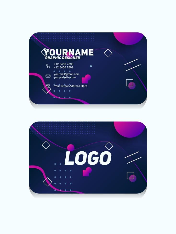 Modern Geometric Business Card Template With purple color vector