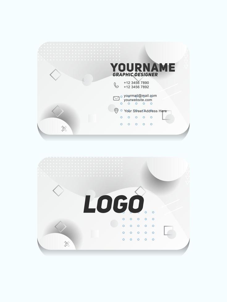 Modern Geometric Business Card Template With White and gray color vector