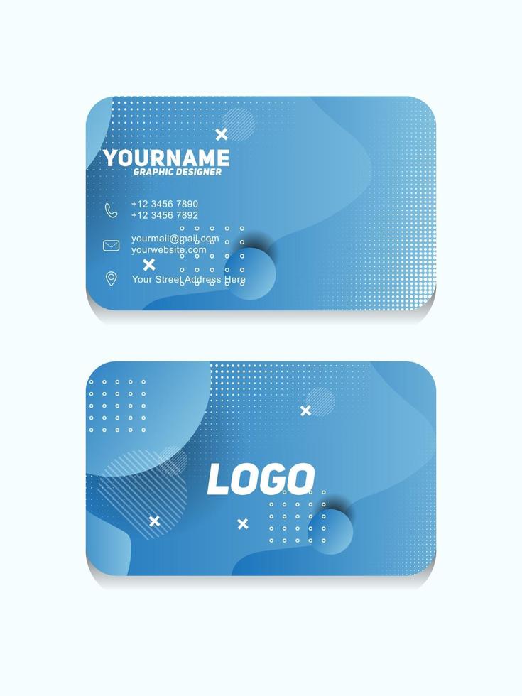 Modern Geometric Business Card Template With light blue color vector