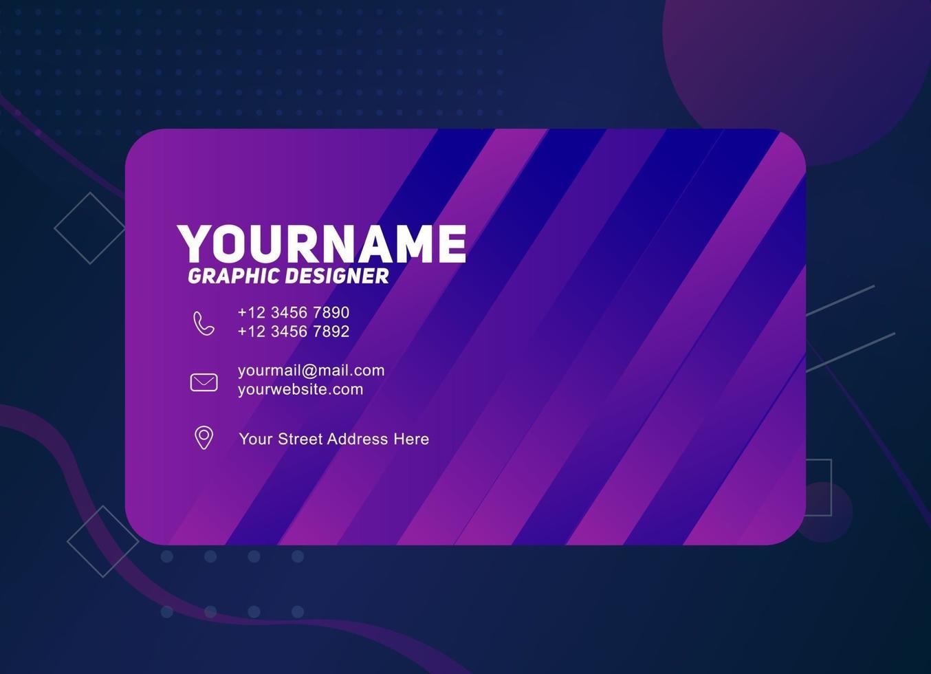 Modern Geometric Business Card Template With purple color vector