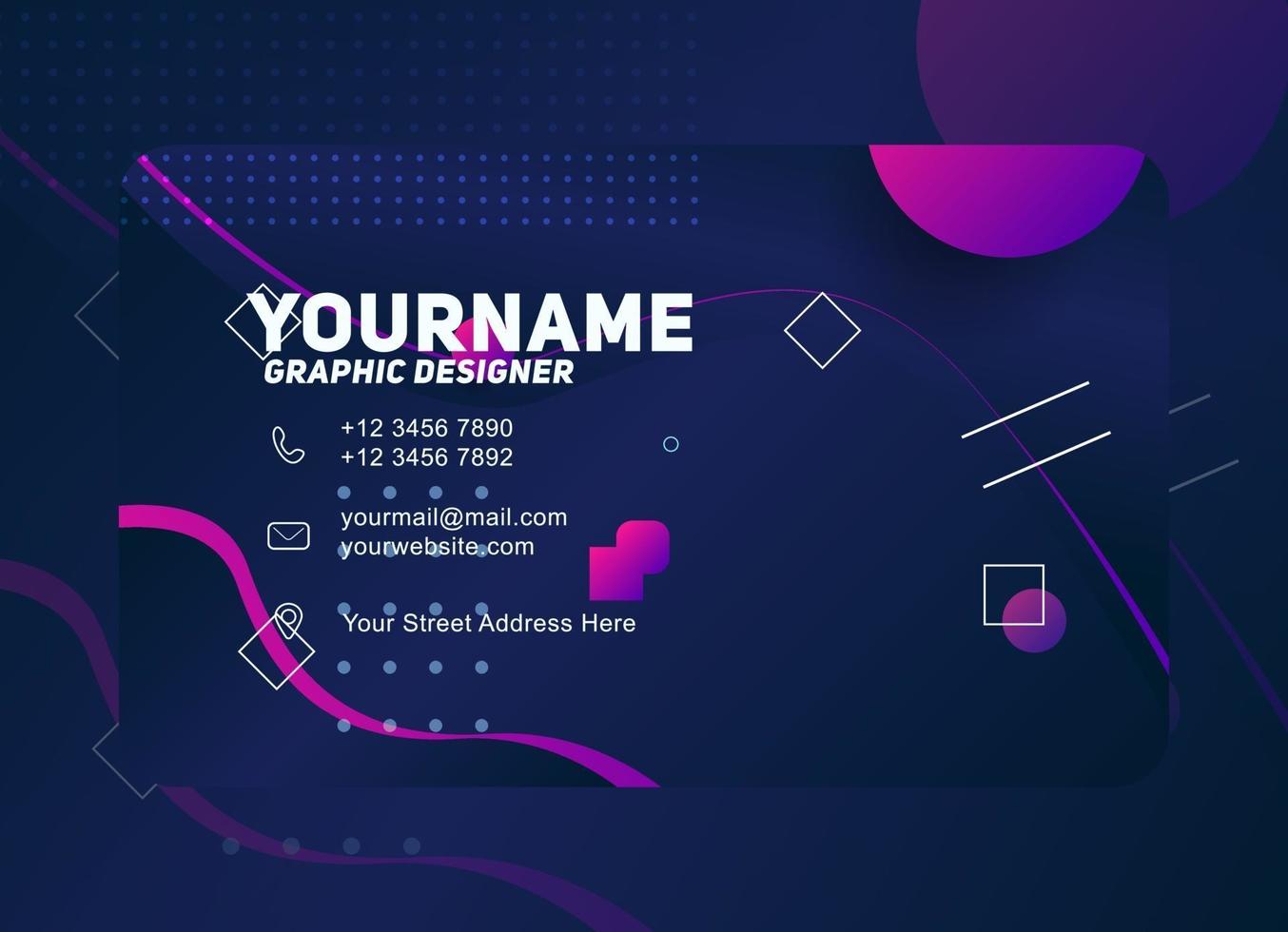 Modern Geometric Business Card Template In Dark Blue color vector