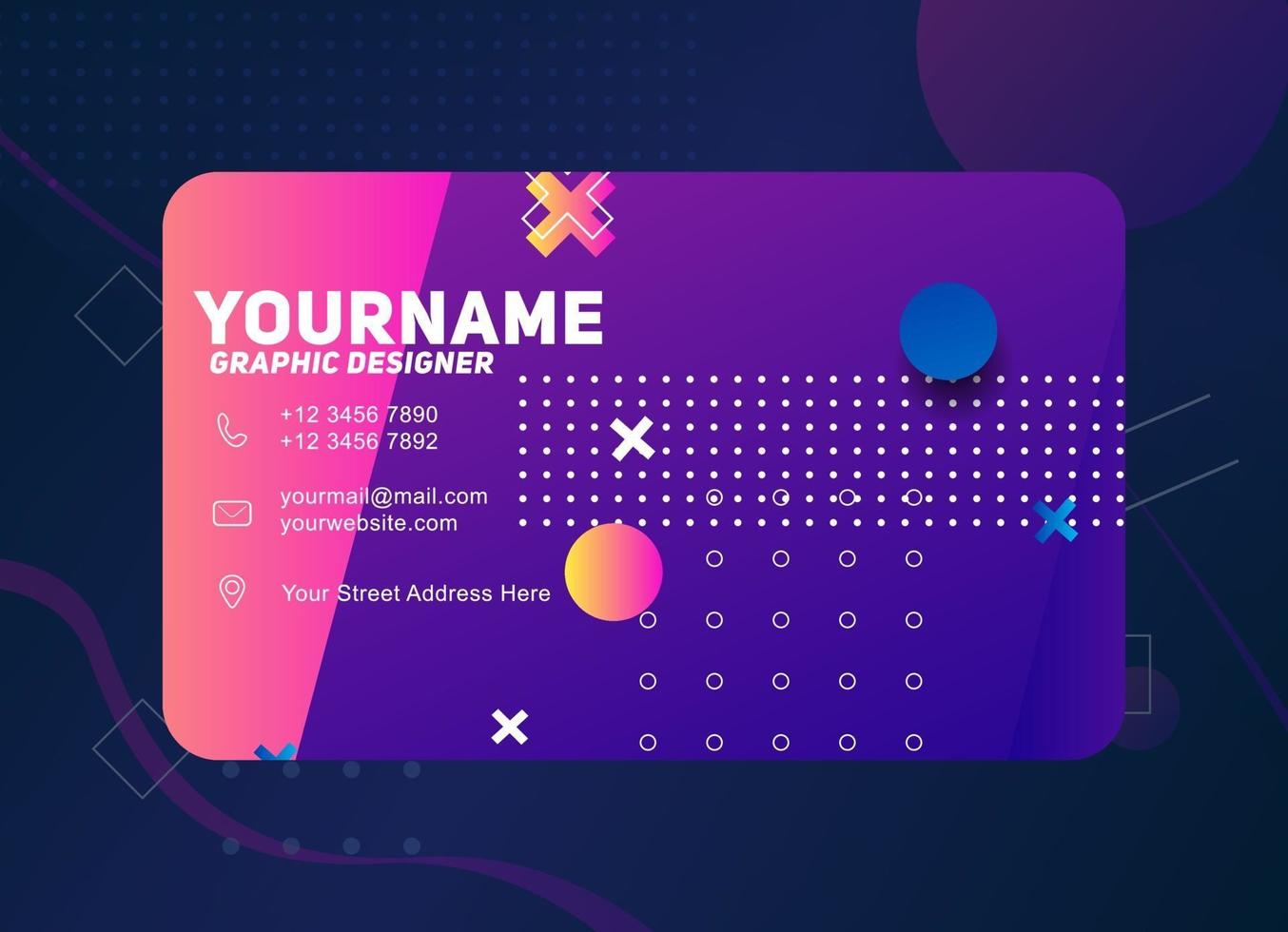 Modern Geometric Business Card Template With purple color vector