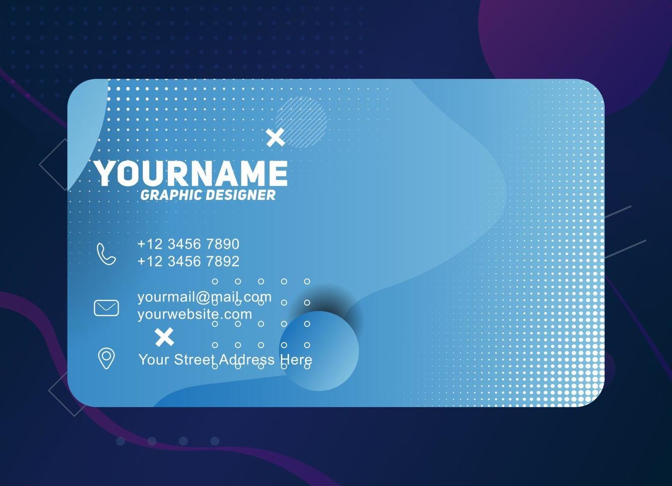 Modern Geometric Business Card Template With light blue color vector