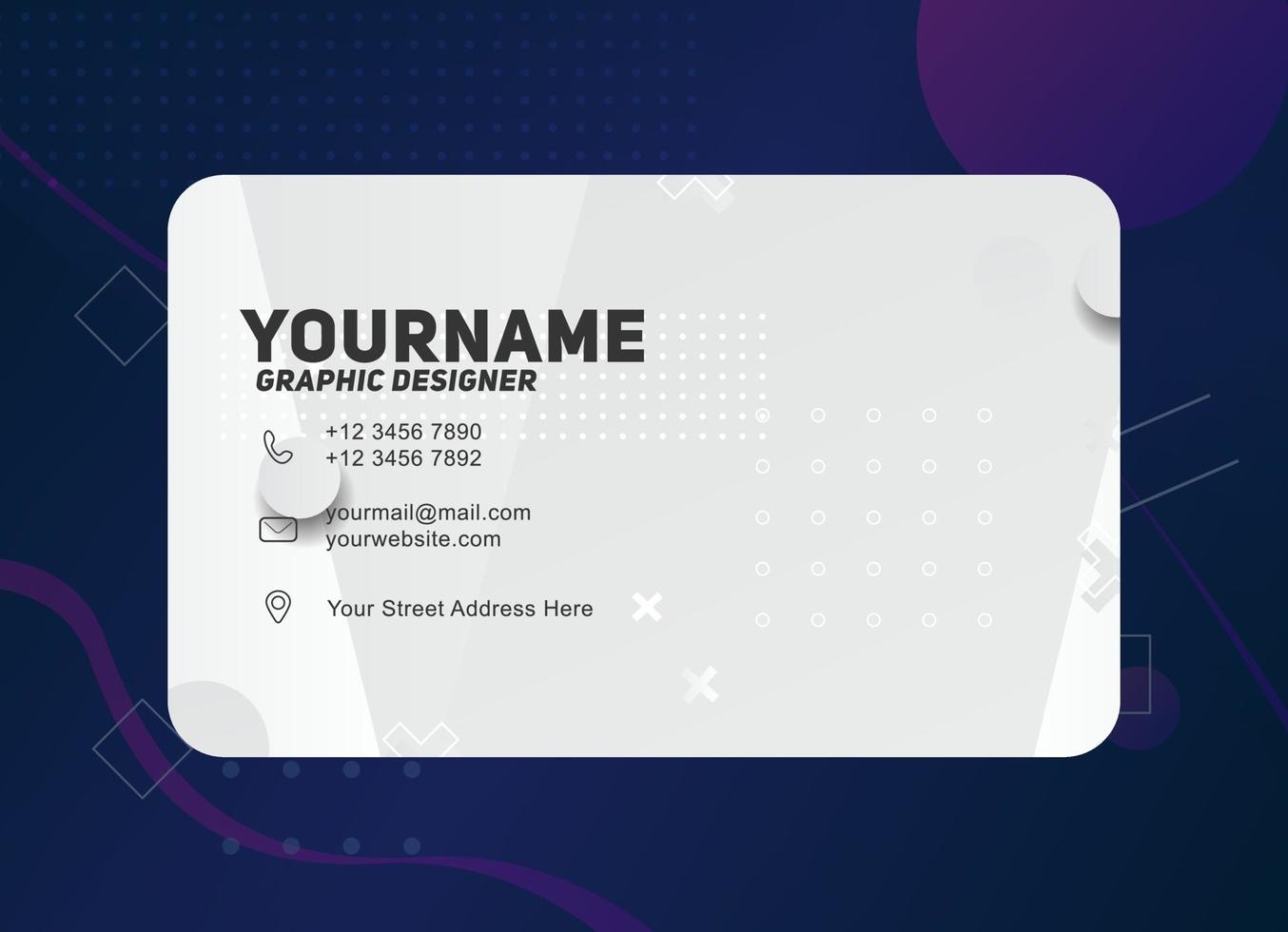 Modern Geometric Business Card Template With White and gray color vector