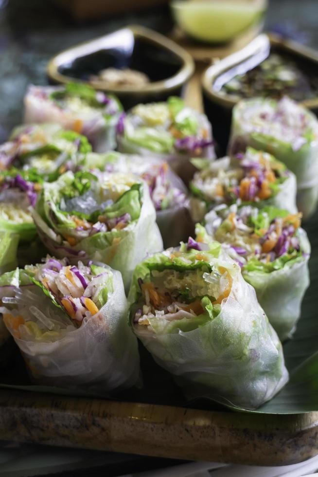 Healthy fresh vegetable spring rolls photo