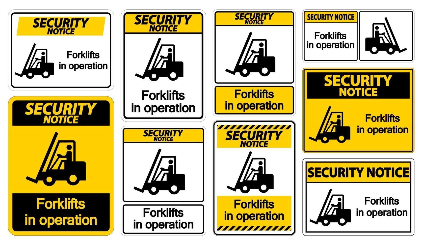 Aviso de seguridad carretillas elevadoras en operación símbolo signo aislar sobre fondo transparente, ilustración vectorial vector