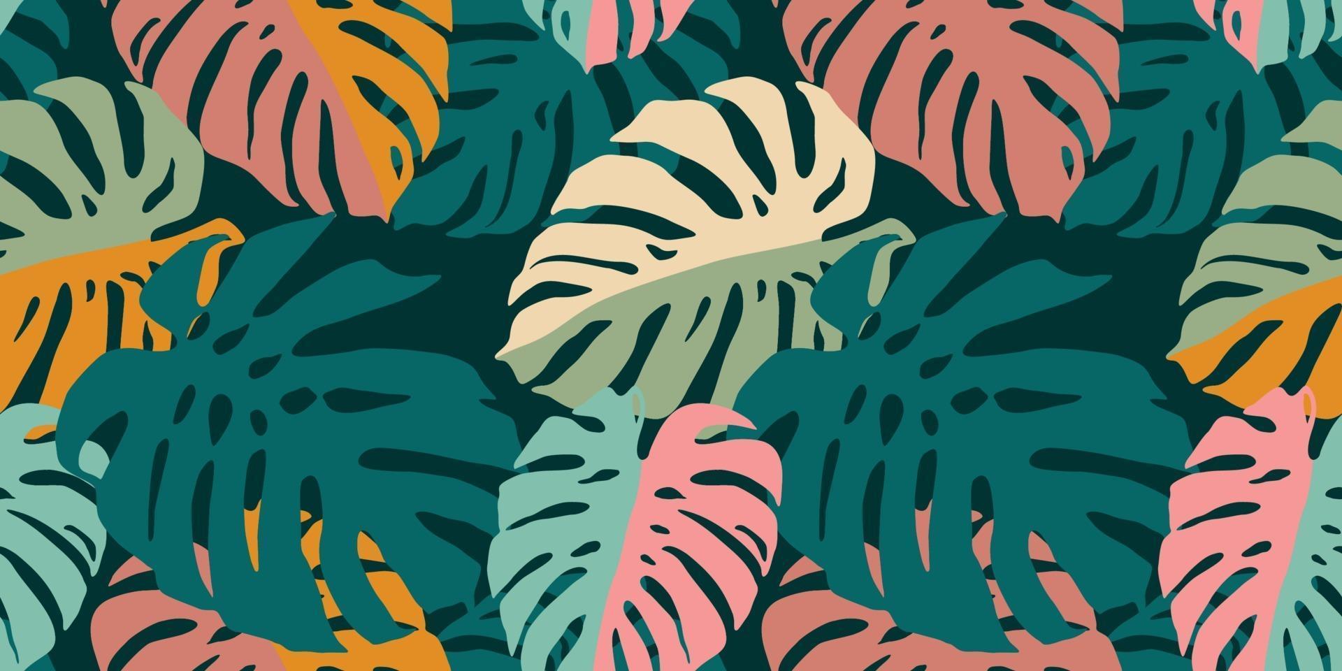 Tropical seamless pattern with abstract leaves. Modern design vector