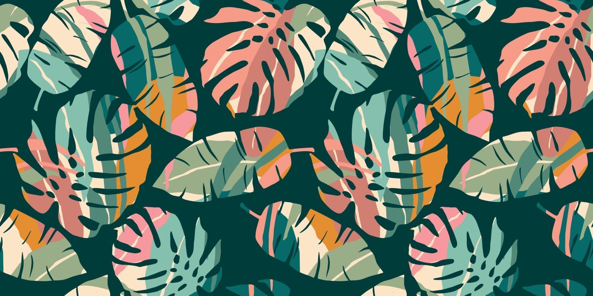 Tropical seamless pattern with abstract leaves. Modern design 2125147
