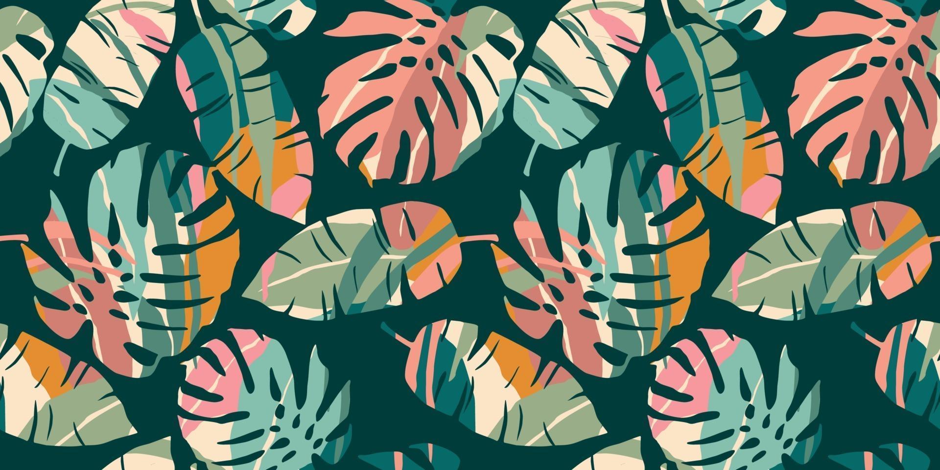 Tropical seamless pattern with abstract leaves. Modern design vector