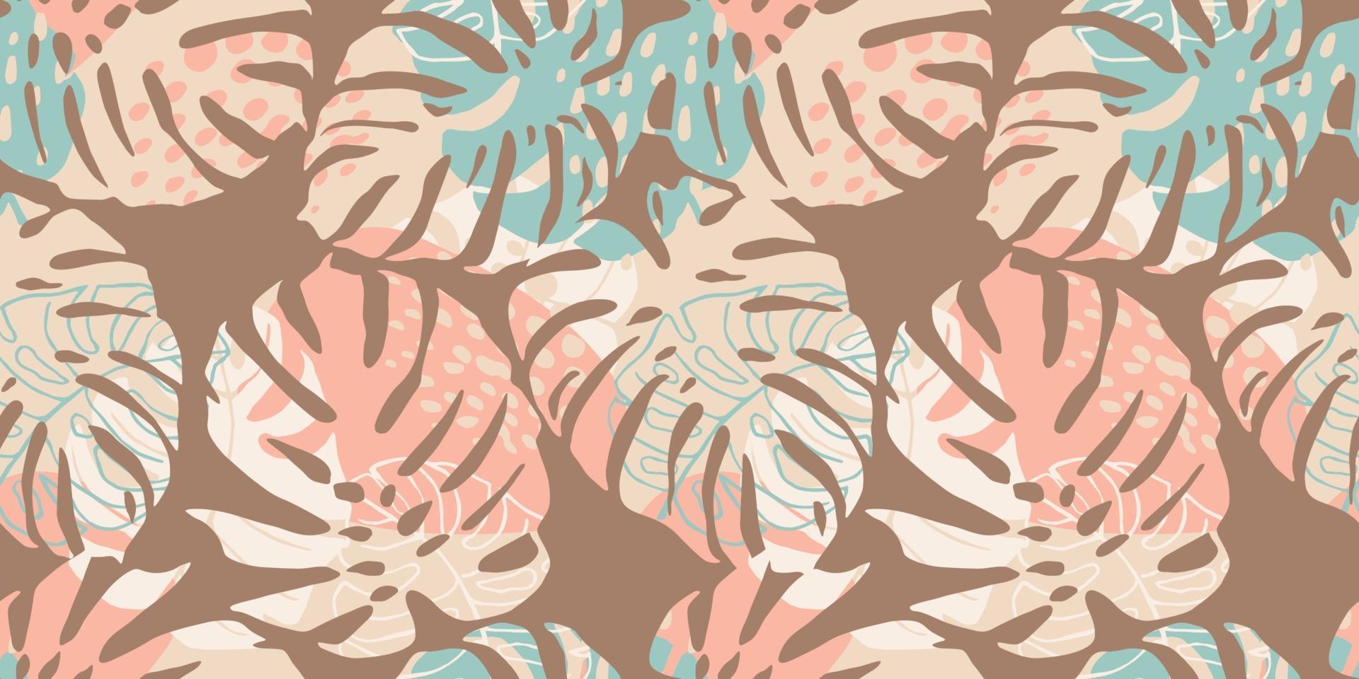 Tropical seamless pattern with abstract leaves. Modern design vector