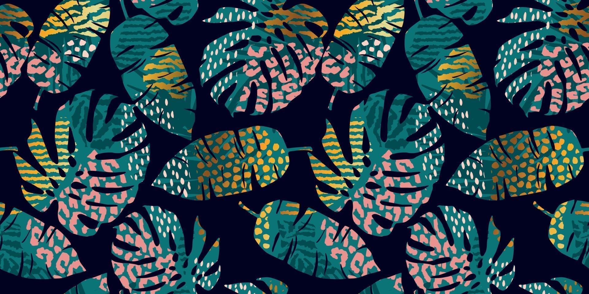 Tropical seamless pattern with abstract leaves. Modern design vector