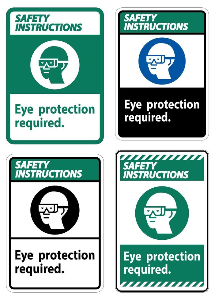 Instrucciones de seguridad firmar protección ocular requerida símbolo aislar sobre fondo blanco. vector