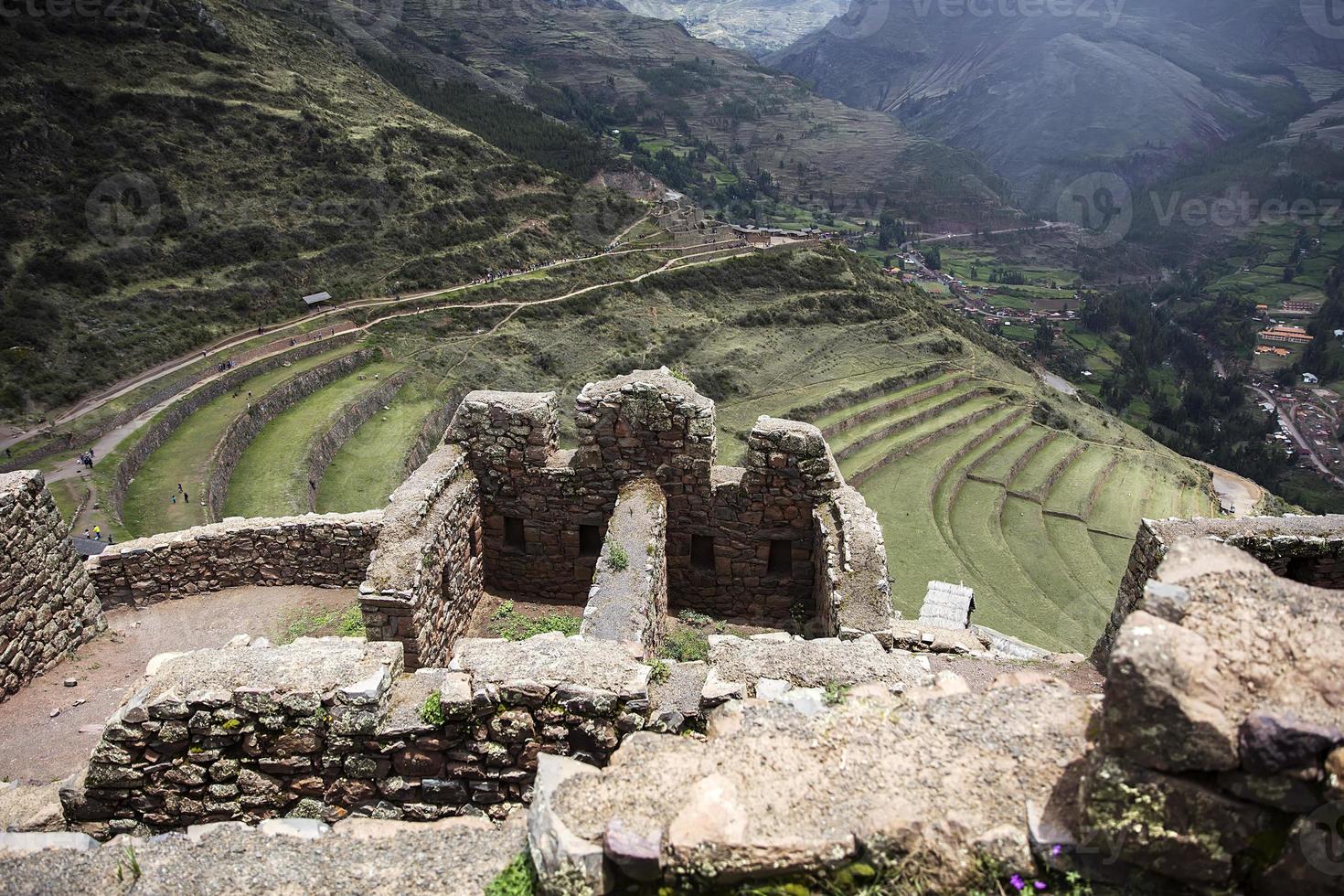 Inca ruins at Pisac, Peru photo