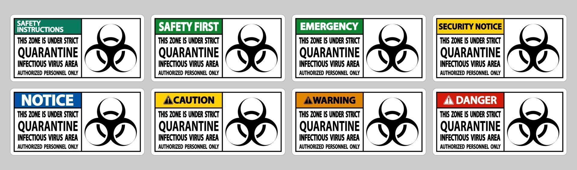 Quarantine Infectious Virus Area Sign Isolate On White Background,Vector Illustration EPS.10 vector