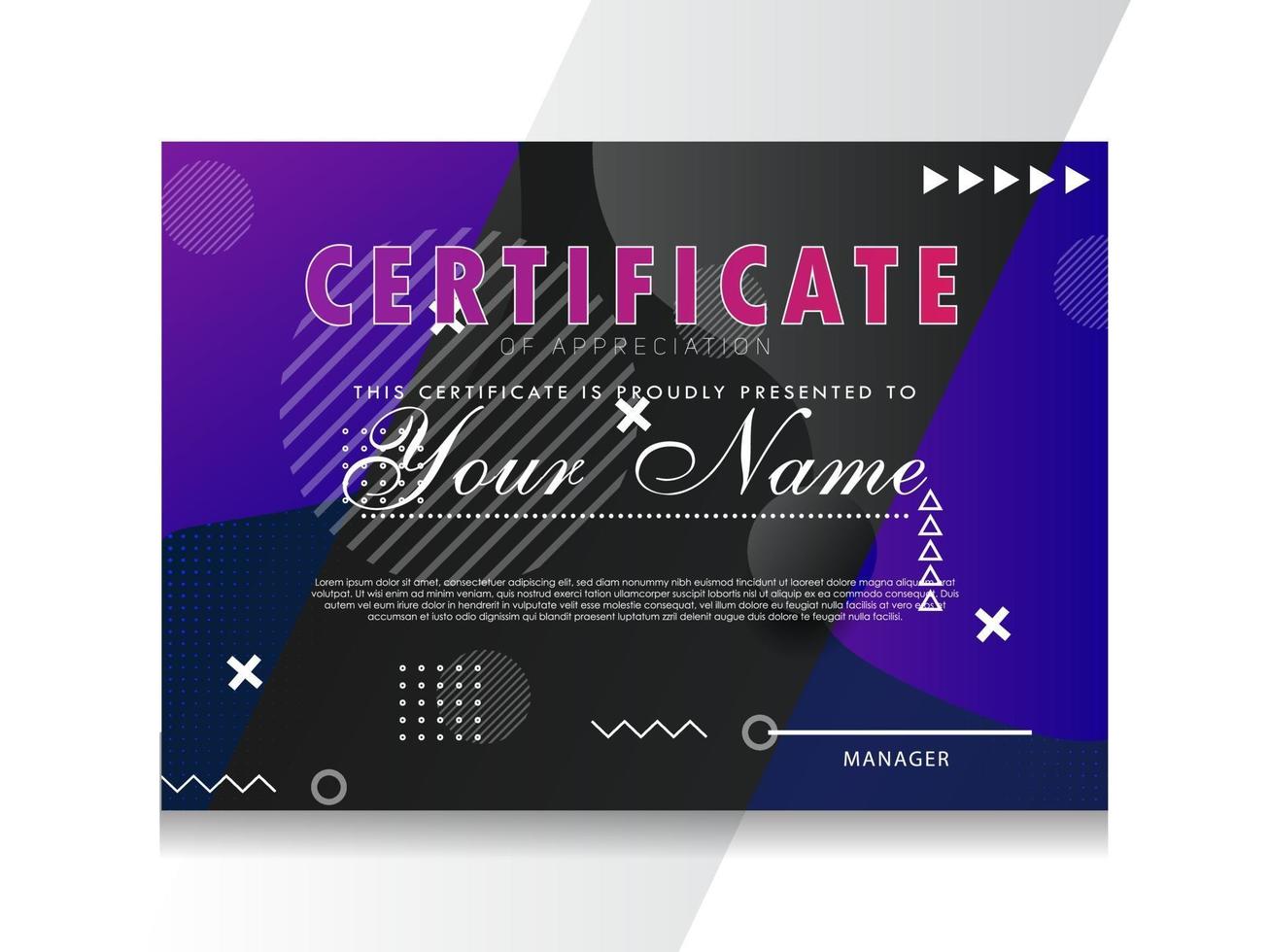 Certificate of Appreciation template.Trendy geometric design. vector