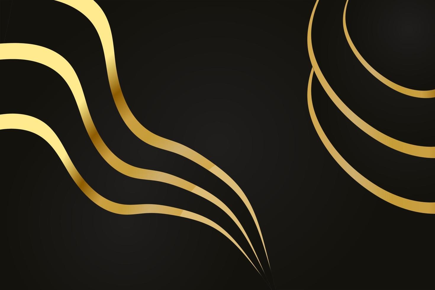 Modern black luxury background with golden line and shiny golden light. vector