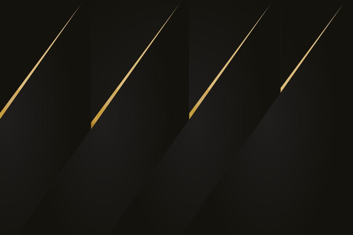 Modern black luxury background with golden line and shiny golden light. vector