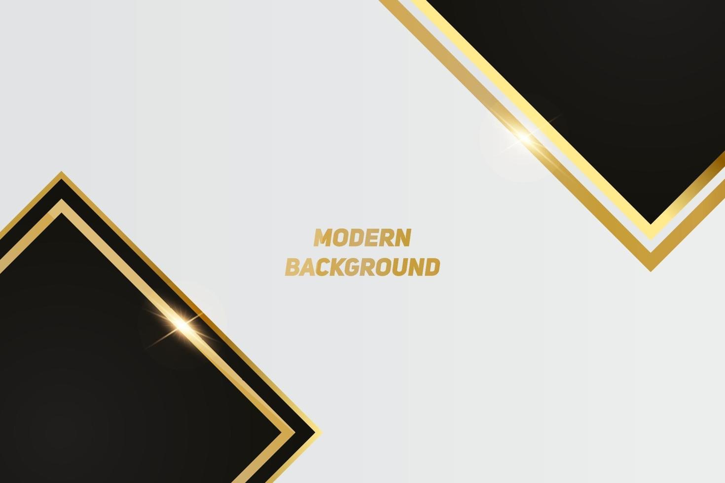 Modern black luxury background with golden line and shiny golden light. vector