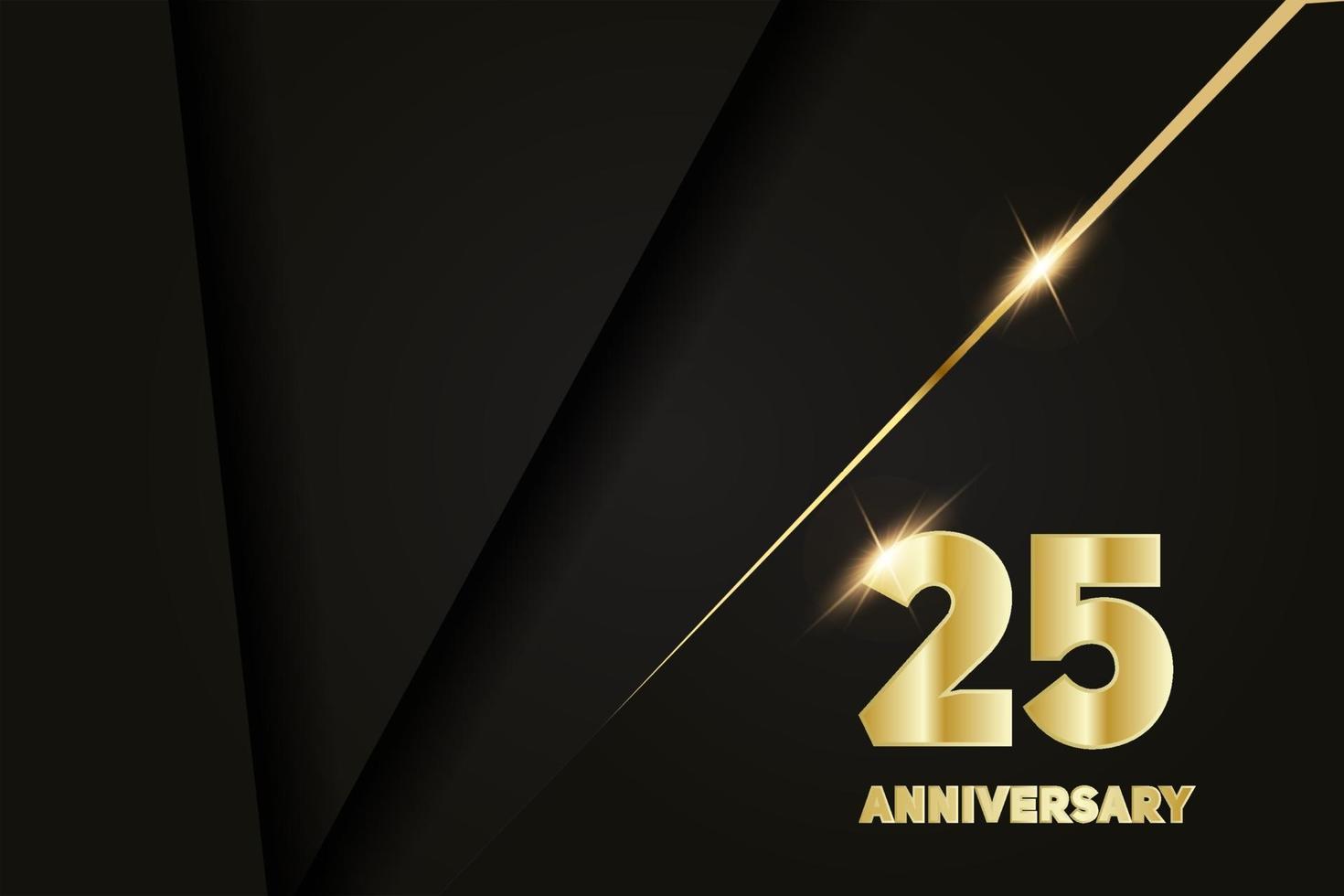 Modern black luxury background with golden line and shiny golden light. vector