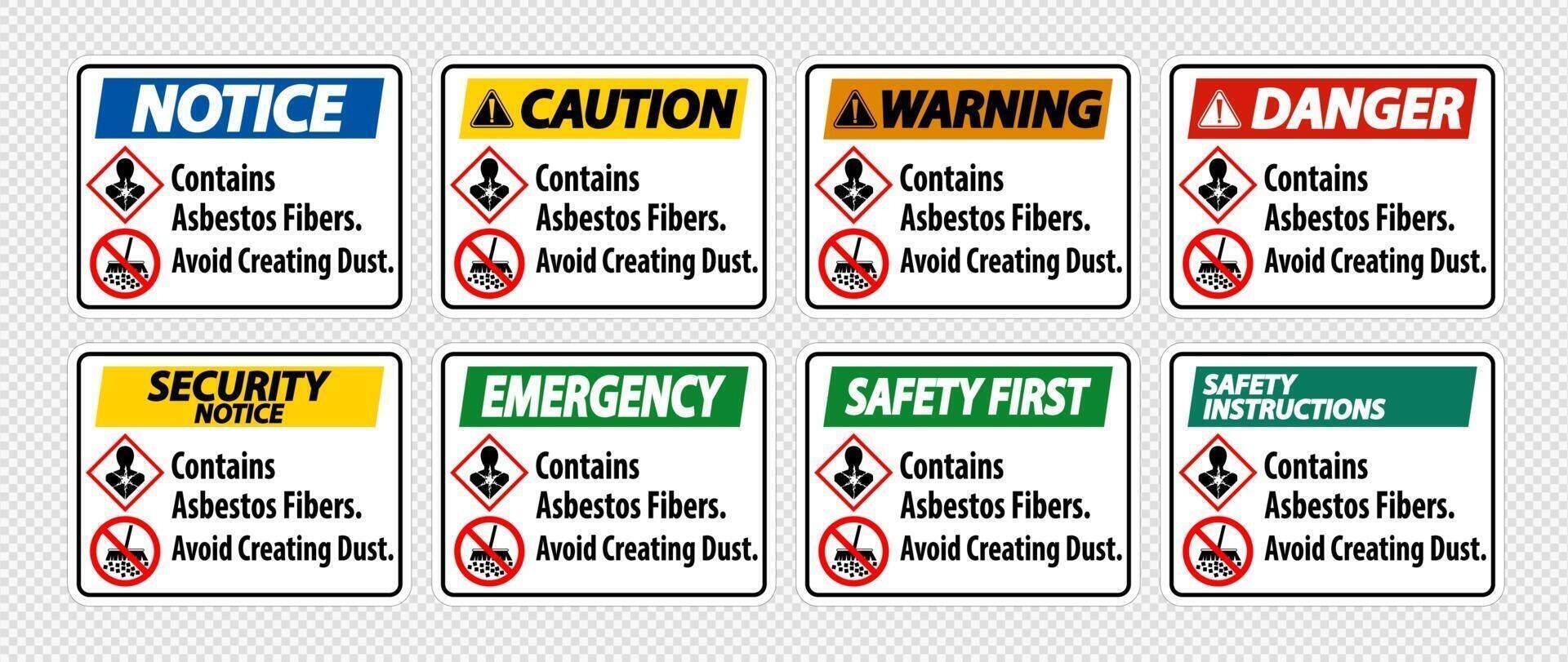 Label Contains Asbestos Fibers,Avoid Creating Dust vector