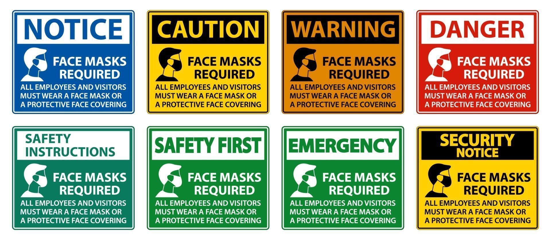 Face Masks Required Sign on white background vector