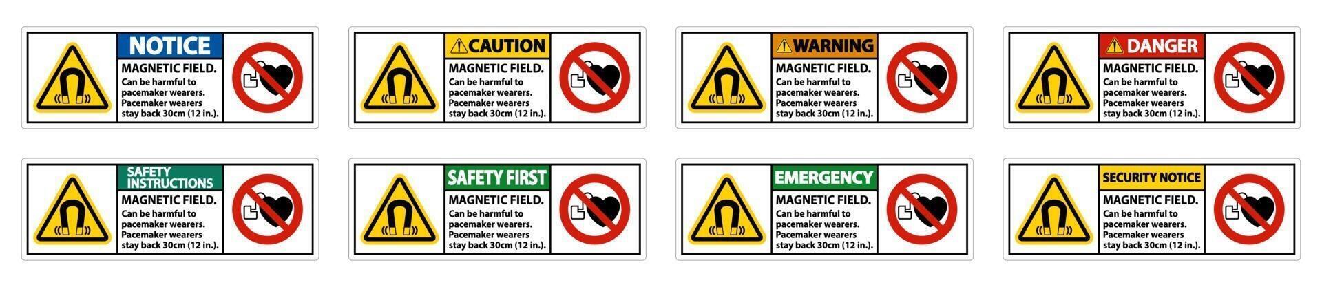 Magnetic field can be harmful to pacemaker wearers.pacemaker wearers.stay back 30cm vector