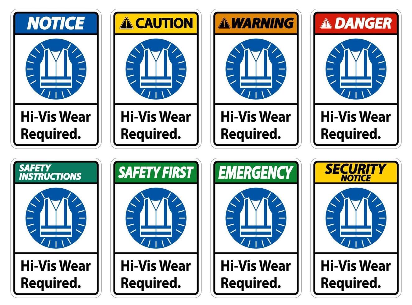 Hi-Vis Wear Required on white background vector