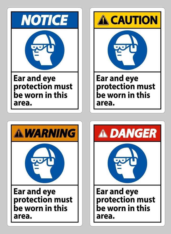 Se debe usar protección para los oídos y los ojos en esta área. vector