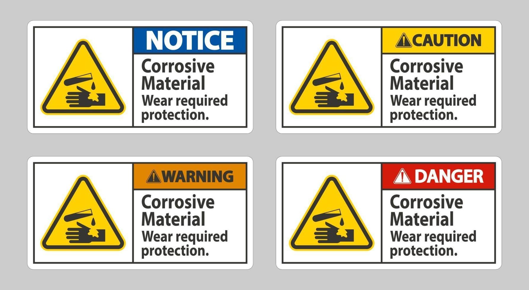 Corrosive Materials,Wear Required Protection vector