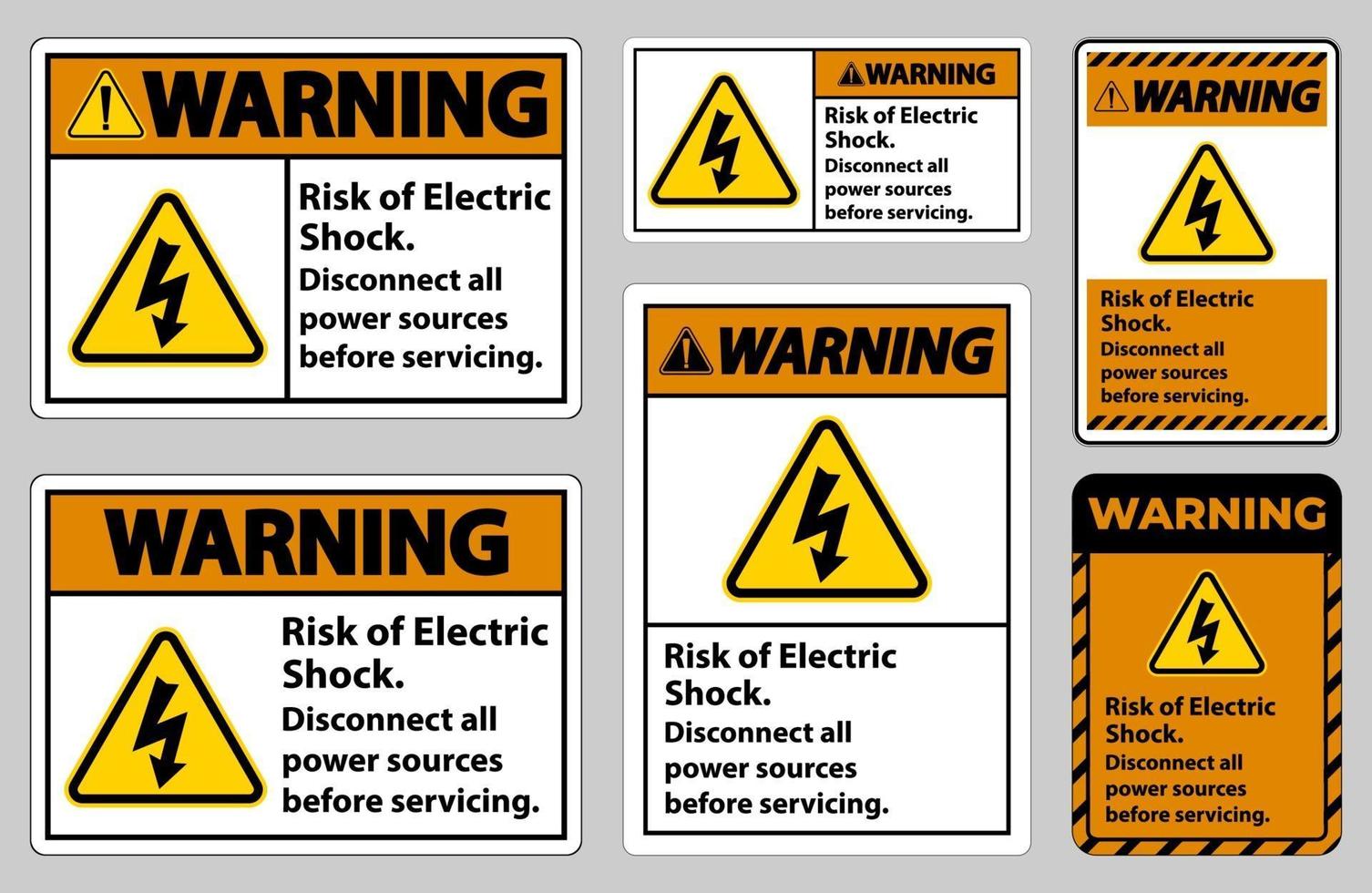 Advertencia de riesgo de descarga eléctrica símbolo signo aislar sobre fondo blanco. vector