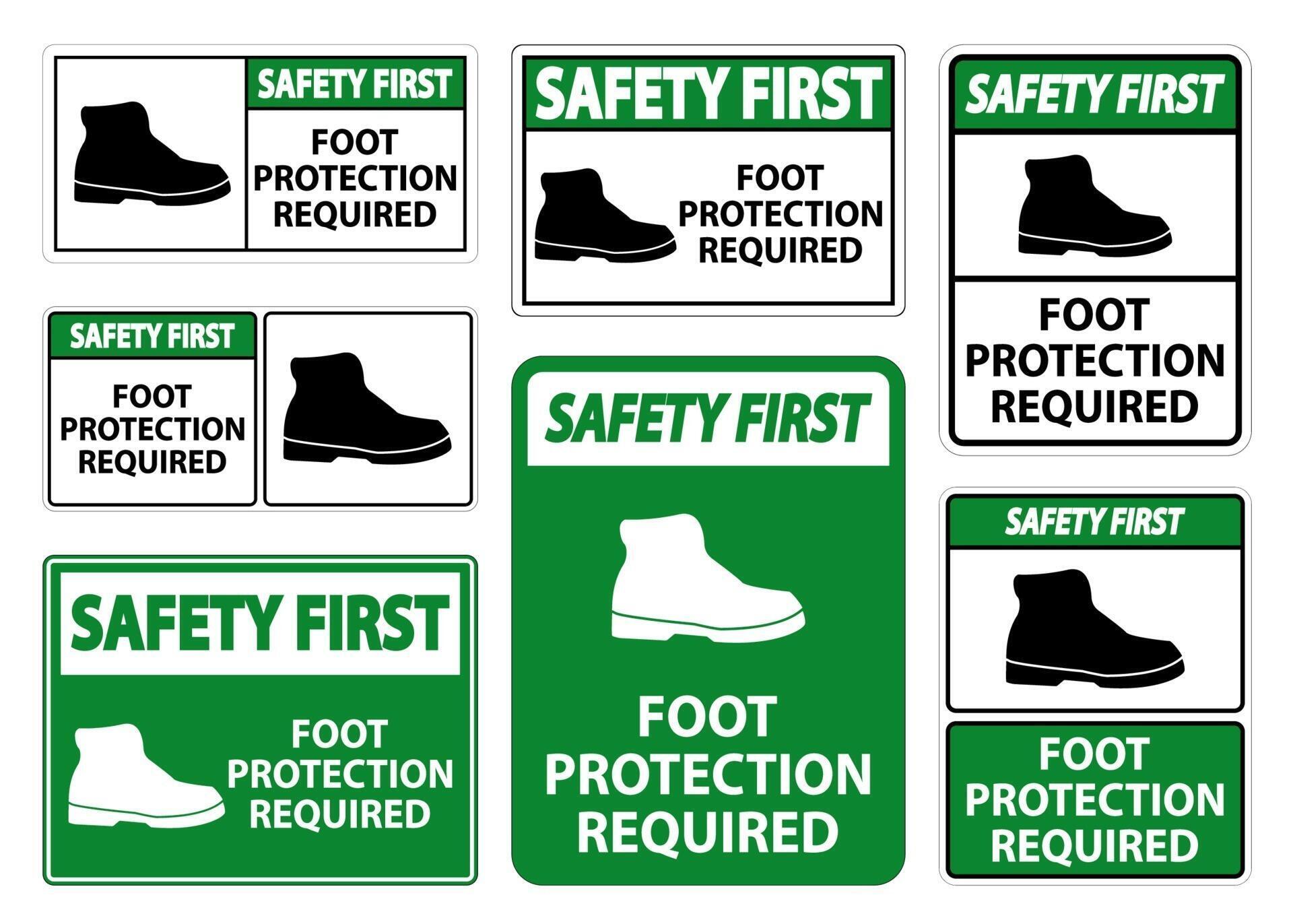 Safety First Foot Protection Required Wall Symbol Sign Isolate on