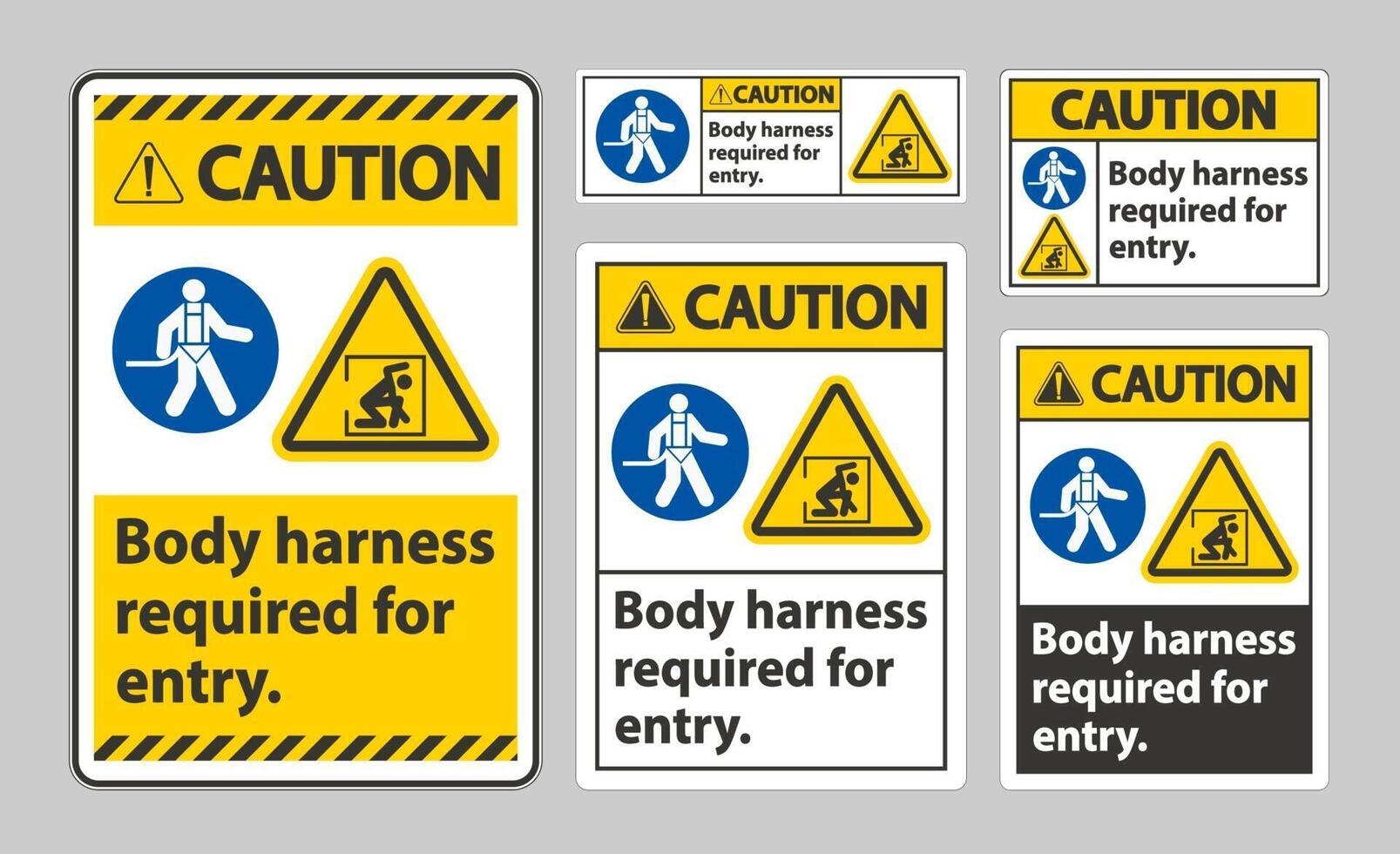 Caution Sign Body Harness Required For Entry vector