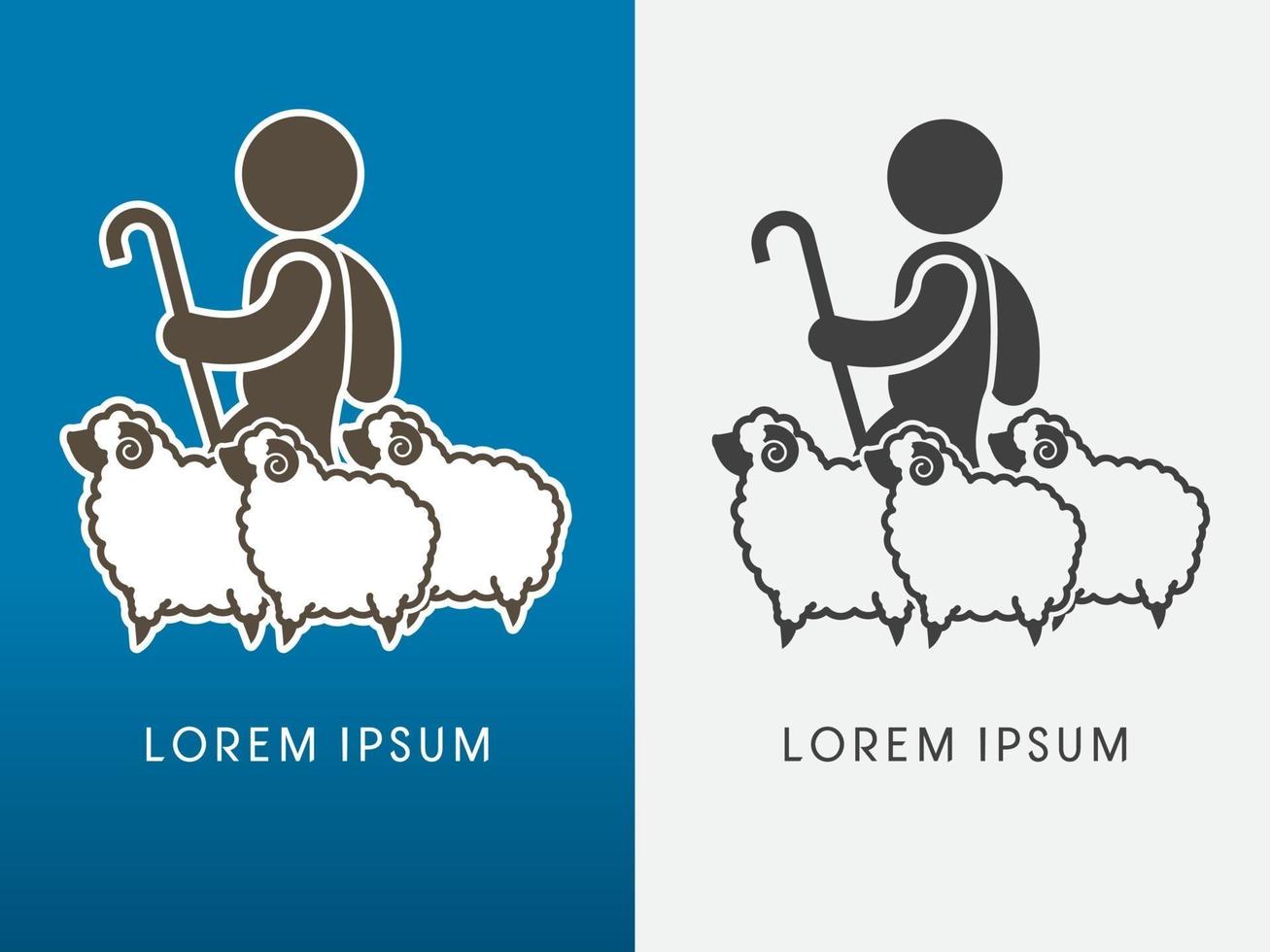 Shepherd and Sheep vector