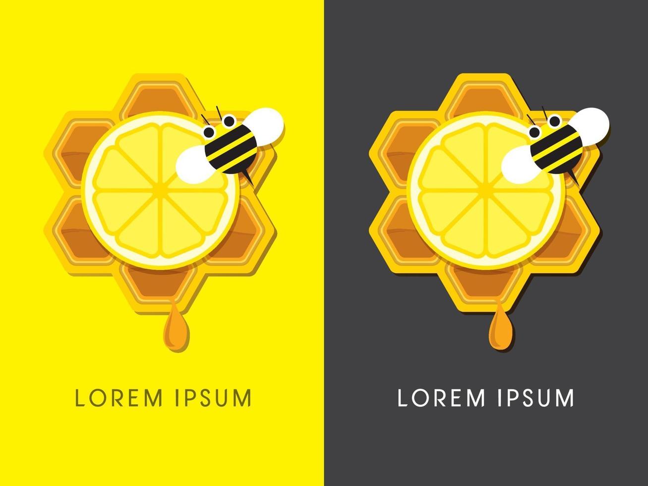 Honey And Lemon with Bee on Honeycomb vector