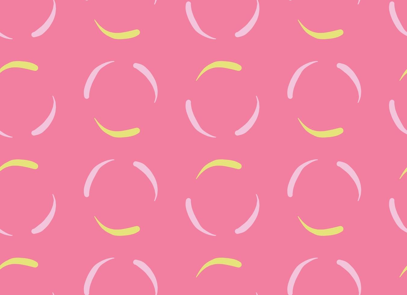 Hand drawn, pink, yellow color circular seamless pattern vector