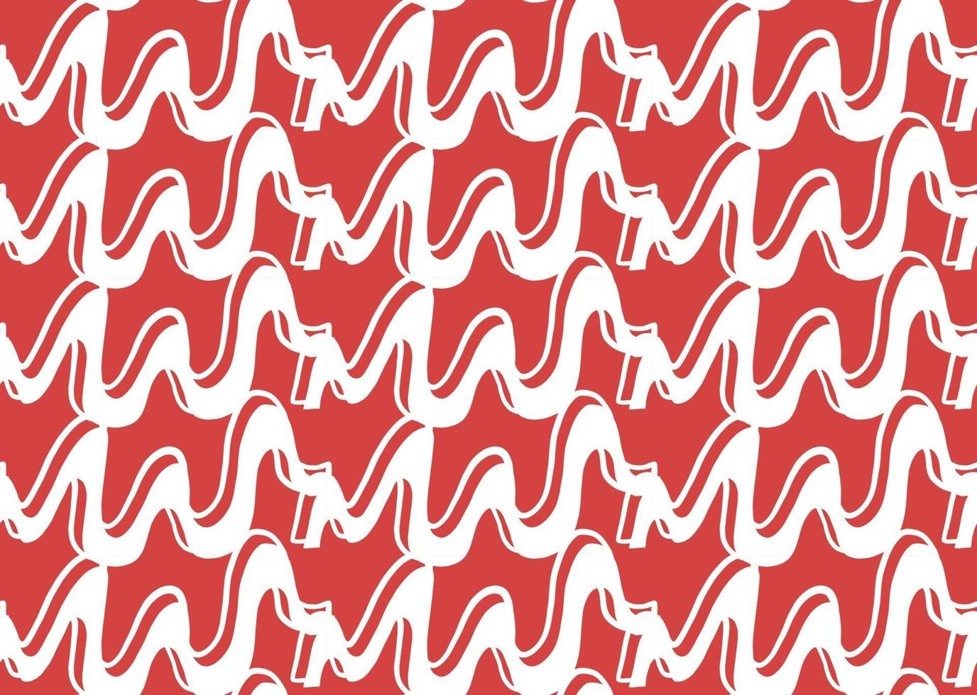 Hand drawn, red, white color wave seamless pattern vector