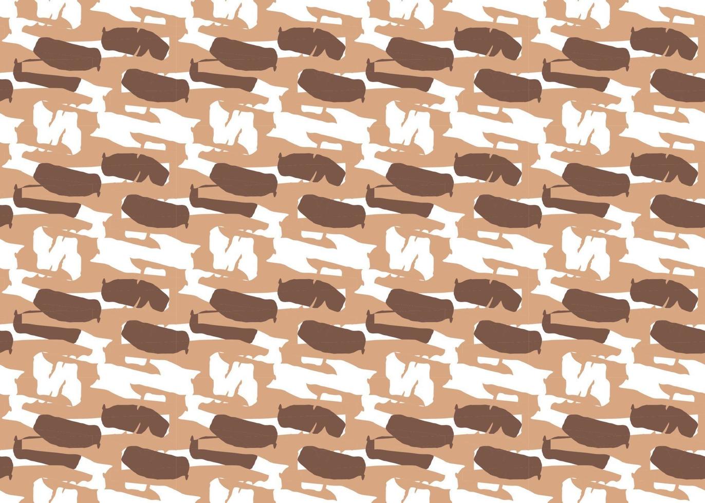 Hand drawn, brown, white color abstract shape seamless pattern vector