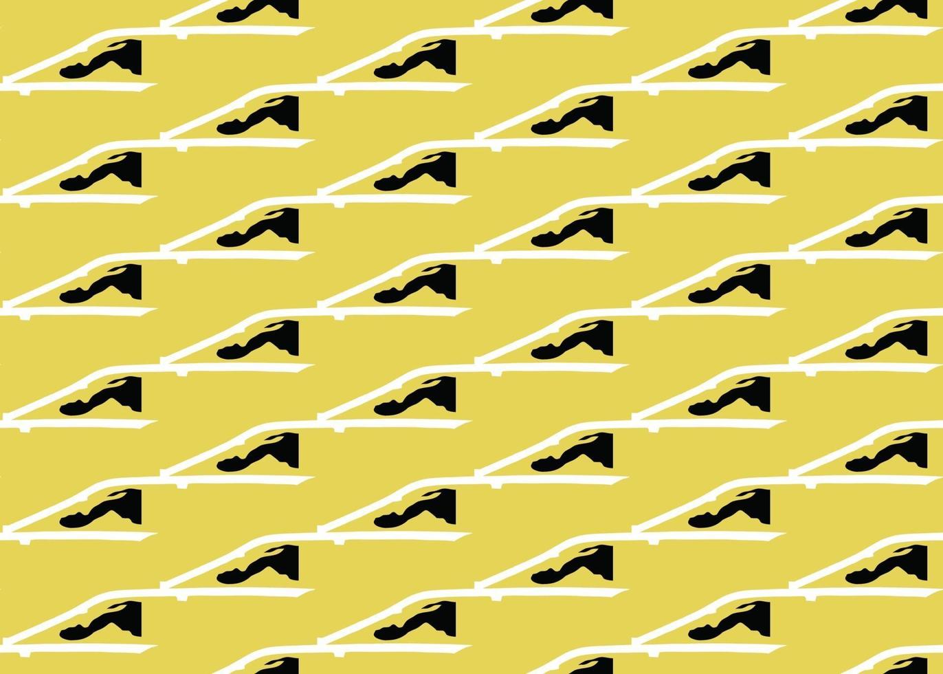 Hand drawn, yellow, black, white color shapes seamless pattern vector