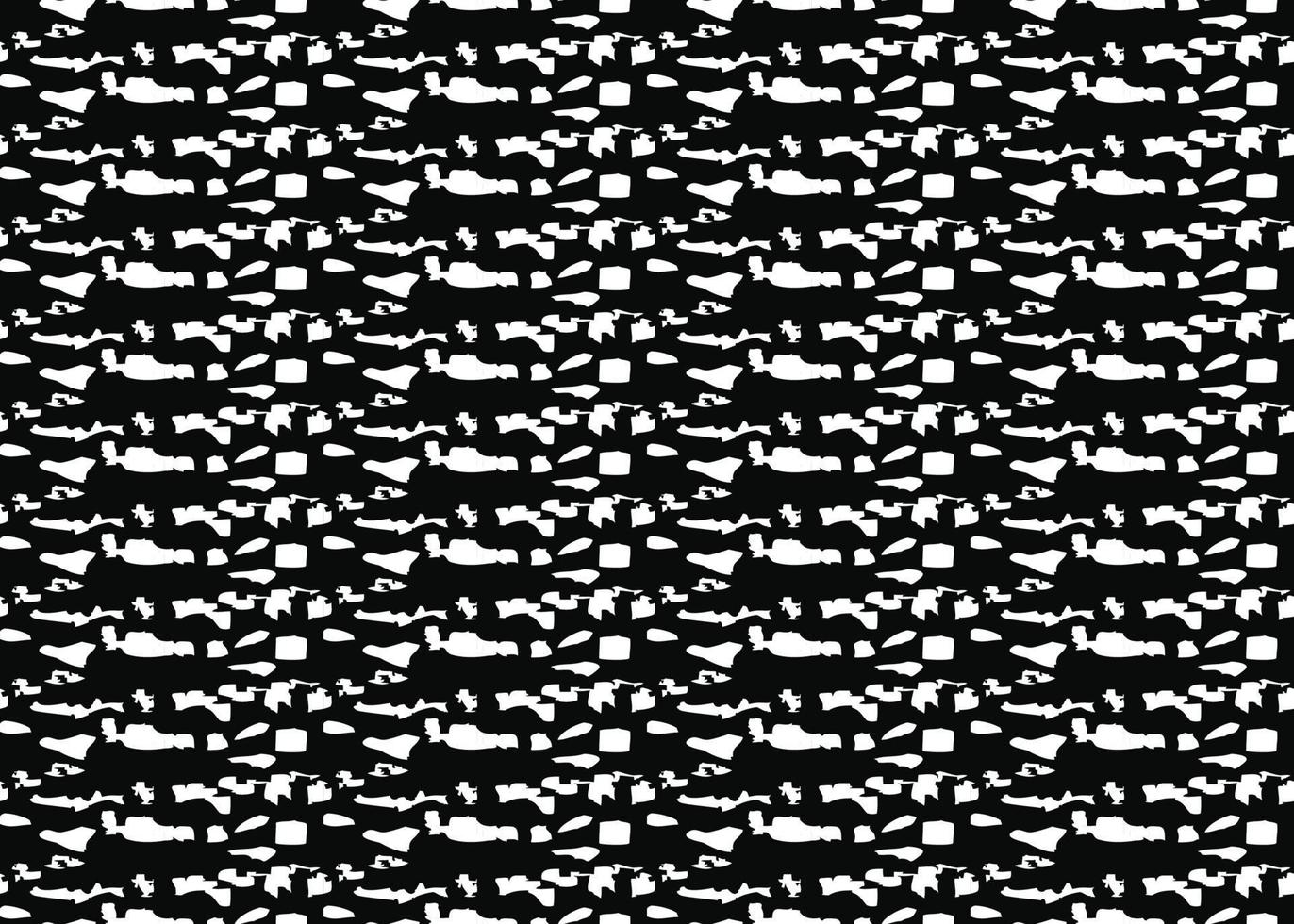 Hand drawn, black, white color shapes seamless pattern vector