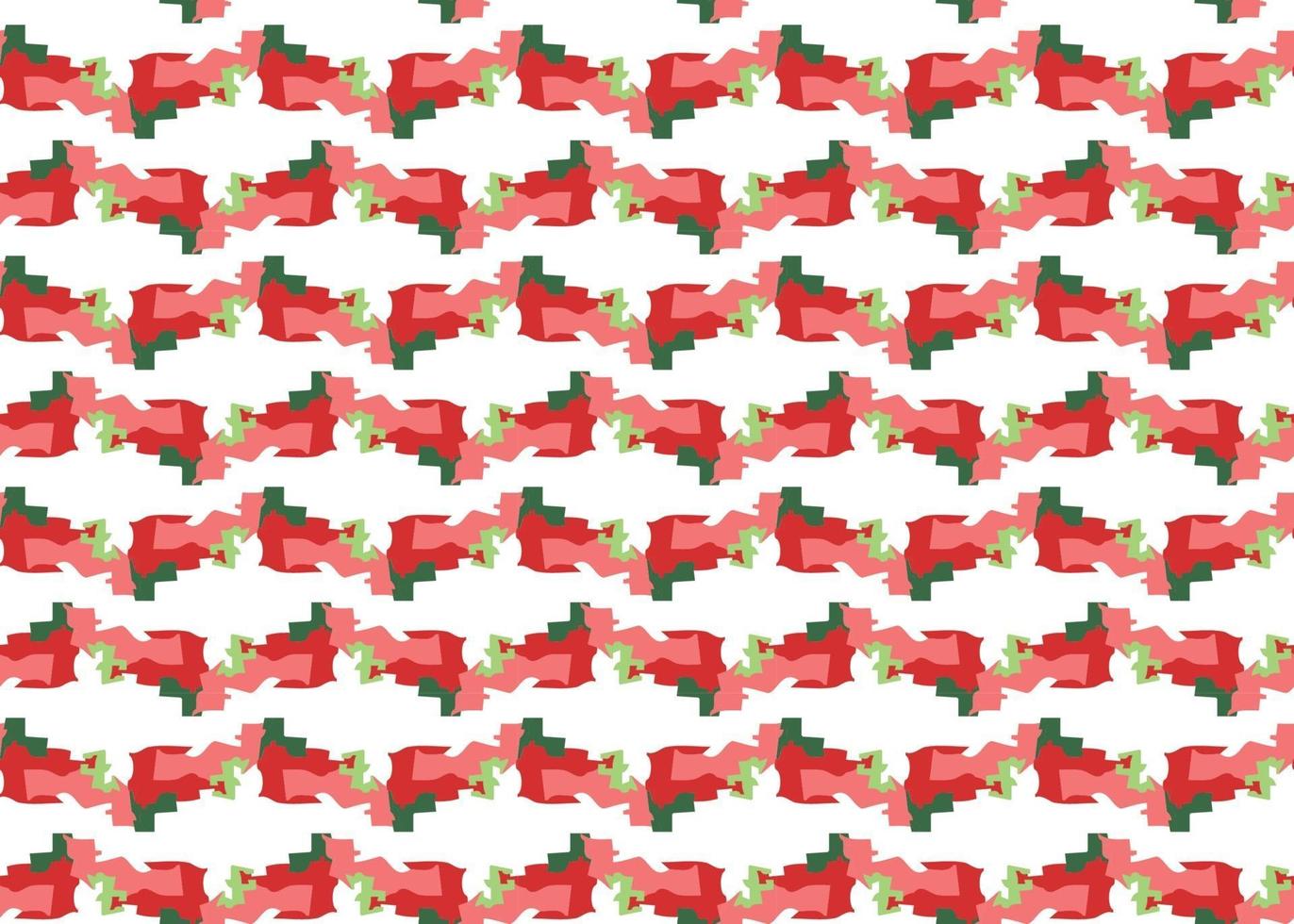 Hand drawn, red, green, white shapes seamless pattern vector