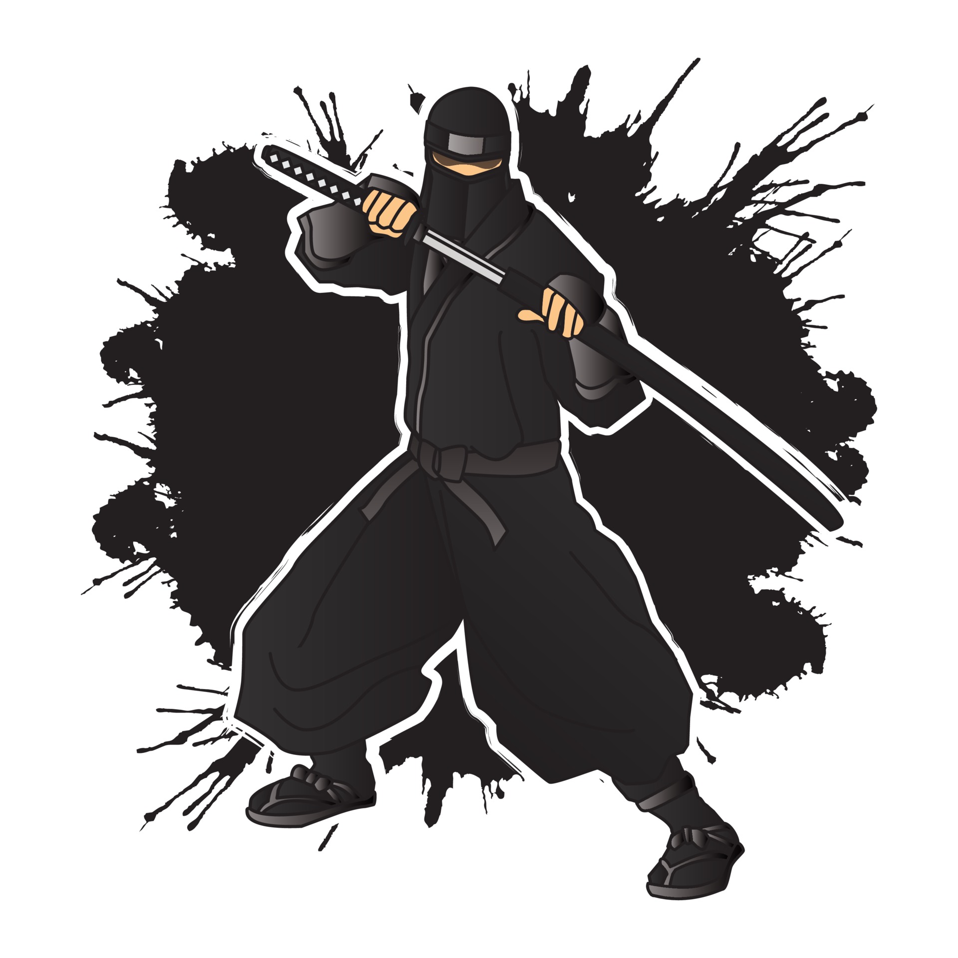 ilustração vetorial de guerreiro ninja de sombra em preto e branco 7721377  Vetor no Vecteezy