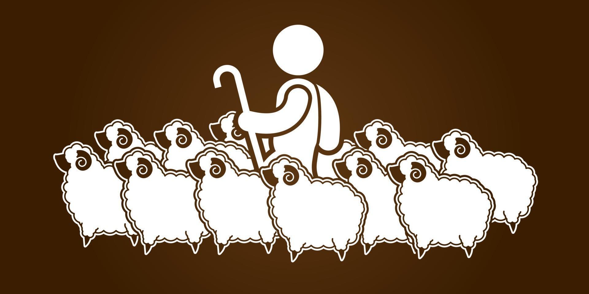 Shepherd and Sheep vector