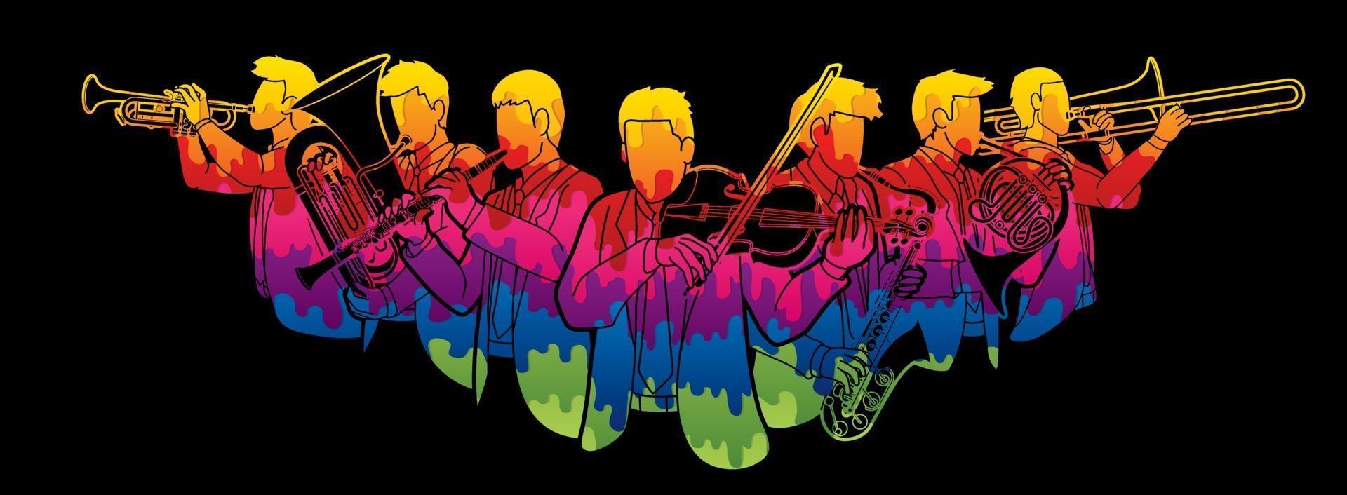 Group of Musician Orchestra Instrument vector