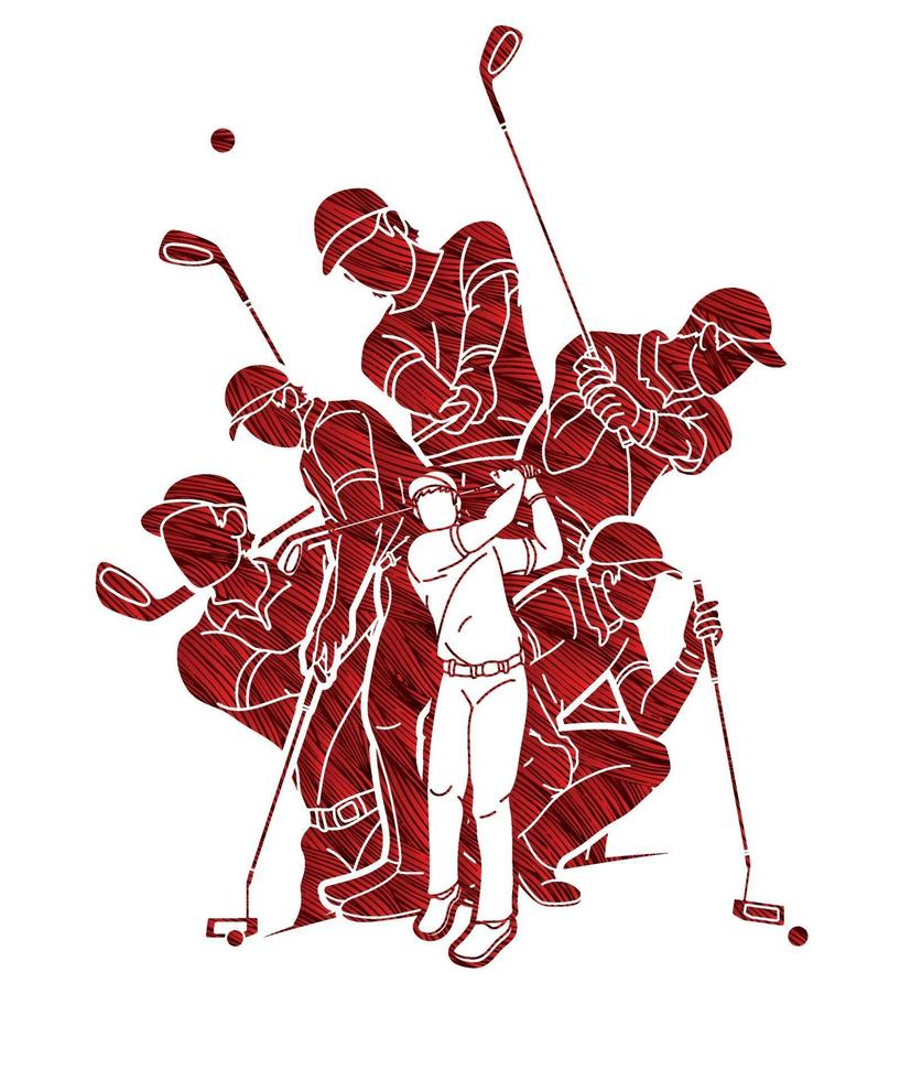 Group of Golfer Action vector