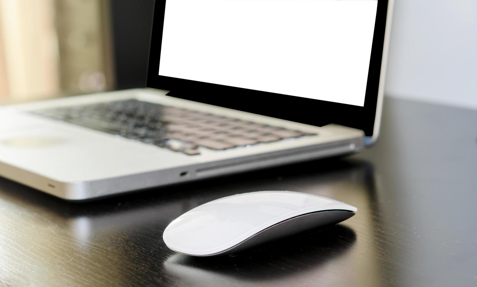Silver laptop mock-up photo