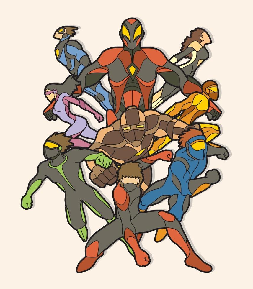 Group of Superheroes Action vector